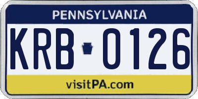 PA license plate KRB0126