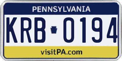 PA license plate KRB0194