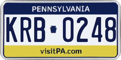 PA license plate KRB0248