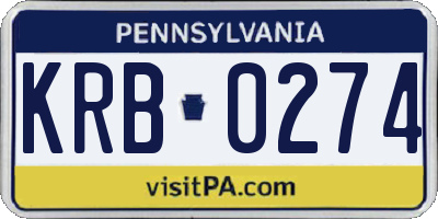 PA license plate KRB0274