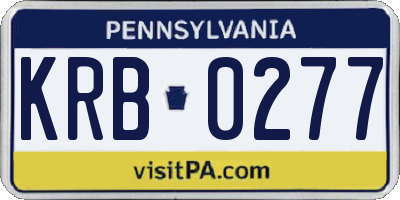 PA license plate KRB0277