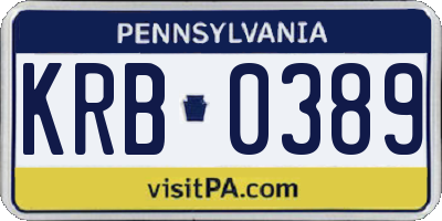 PA license plate KRB0389