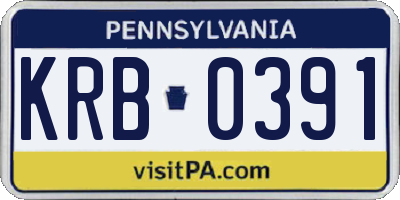 PA license plate KRB0391