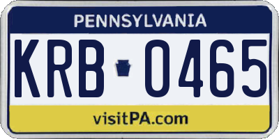 PA license plate KRB0465