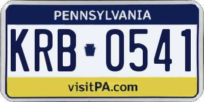 PA license plate KRB0541