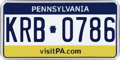PA license plate KRB0786