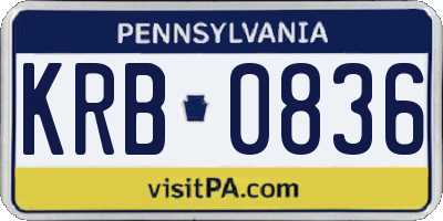 PA license plate KRB0836