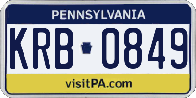 PA license plate KRB0849