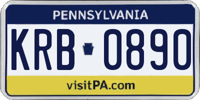 PA license plate KRB0890