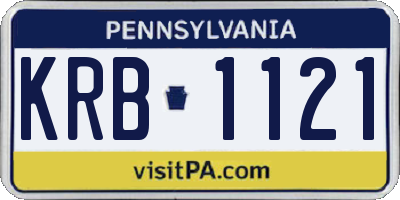 PA license plate KRB1121