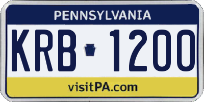 PA license plate KRB1200