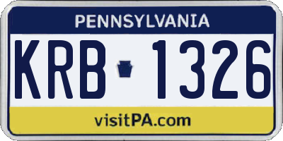 PA license plate KRB1326