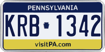 PA license plate KRB1342