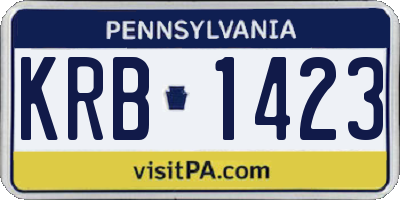 PA license plate KRB1423
