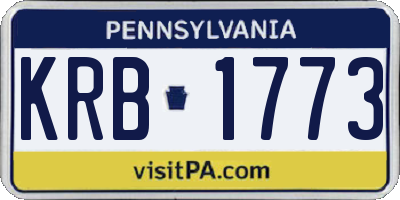 PA license plate KRB1773
