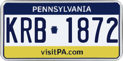 PA license plate KRB1872