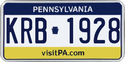 PA license plate KRB1928