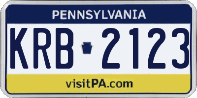 PA license plate KRB2123