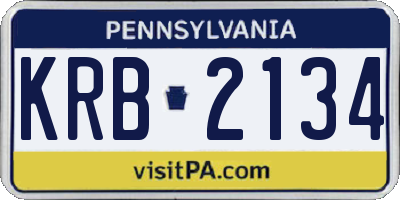PA license plate KRB2134