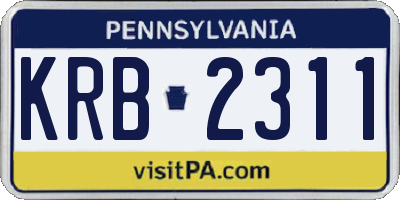 PA license plate KRB2311