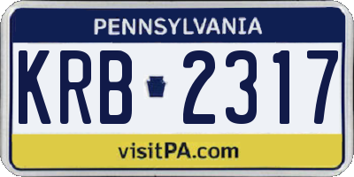 PA license plate KRB2317