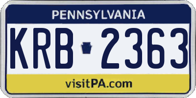 PA license plate KRB2363