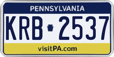 PA license plate KRB2537