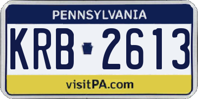 PA license plate KRB2613