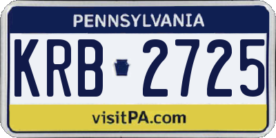 PA license plate KRB2725