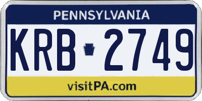 PA license plate KRB2749