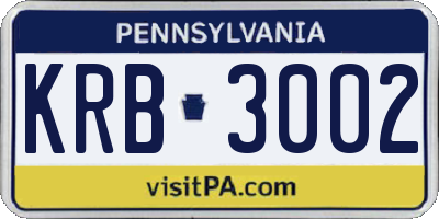 PA license plate KRB3002