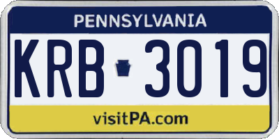 PA license plate KRB3019