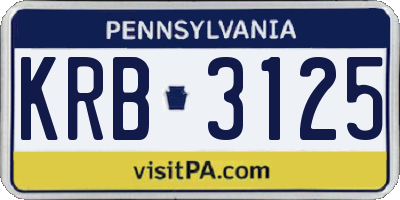 PA license plate KRB3125