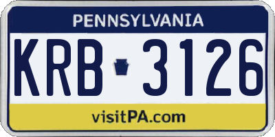 PA license plate KRB3126