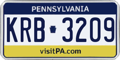 PA license plate KRB3209