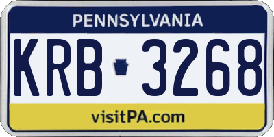 PA license plate KRB3268