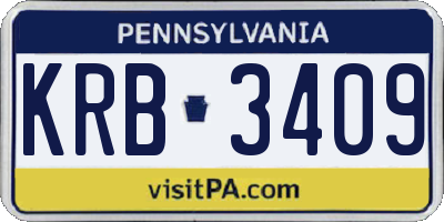 PA license plate KRB3409
