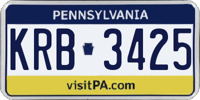 PA license plate KRB3425