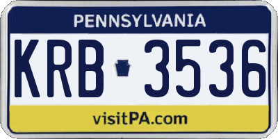 PA license plate KRB3536