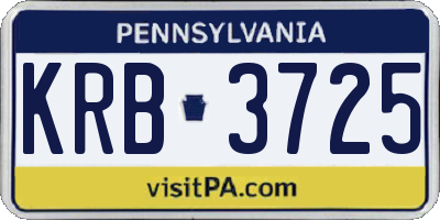 PA license plate KRB3725