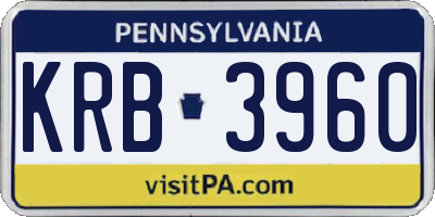 PA license plate KRB3960
