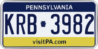 PA license plate KRB3982