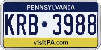 PA license plate KRB3988