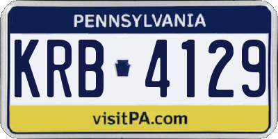 PA license plate KRB4129