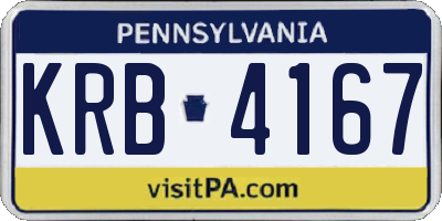 PA license plate KRB4167