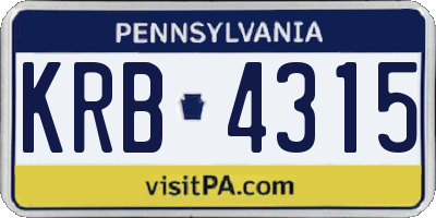 PA license plate KRB4315