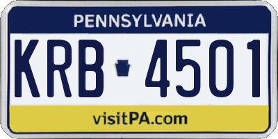 PA license plate KRB4501