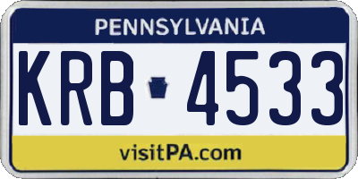 PA license plate KRB4533