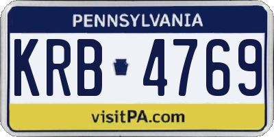 PA license plate KRB4769