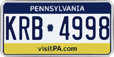 PA license plate KRB4998